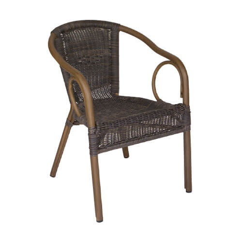 KJ ROYAL COFFEE Barna klasszikus, elegáns Rattan kültéri szék