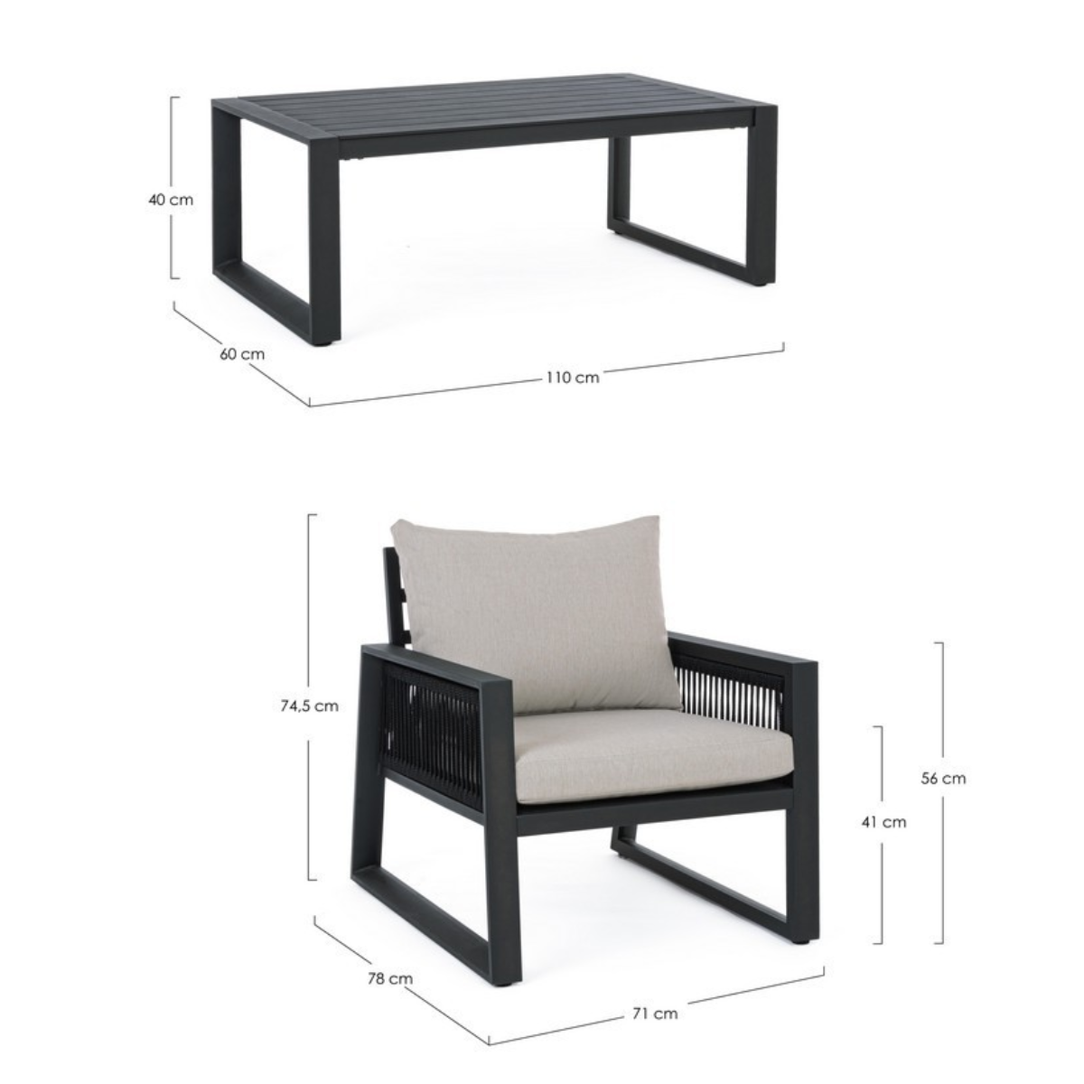 BT MURIEL Fehér, Bézs design Kültéri lounge szett