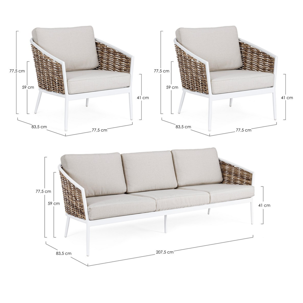 BT MIRABELL Szürke modern Kültéri lounge szett